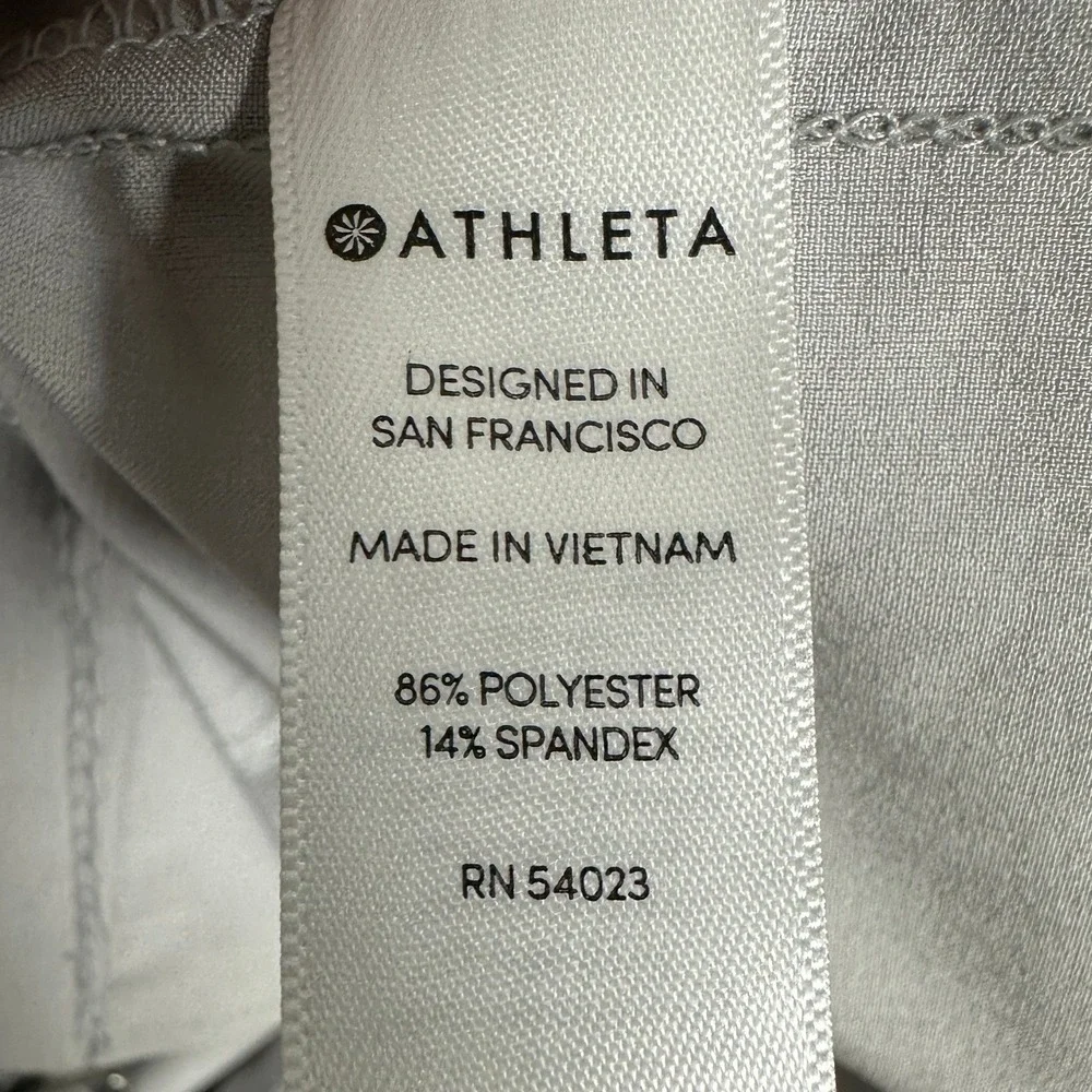 Athleta Pants Women 10 Light Grey Wide Leg Crop Snap Slit Dress Trousers Stretch